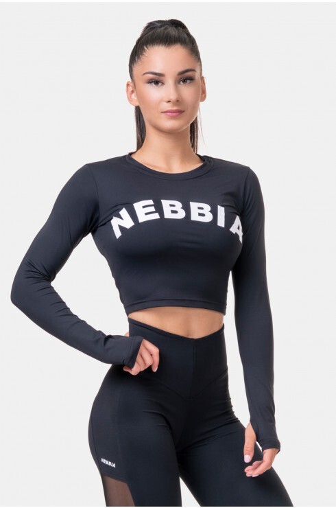 Лонгслив Nebbia 585 black Long Sleeve Thumbhole Sporty Crop Top Black в Москве 