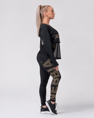 Лосины Nebbia 827 Gold Logo Print