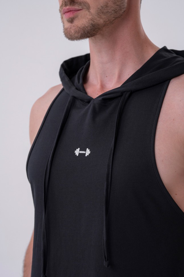 Майка Nebbia Fitness Tank top with a hoodie 323 Black