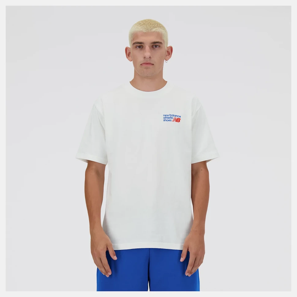 Футболка New Balance Athletics Premium Logo Relaxed Tee SEA SALT MT41908SST в Москве в Москве