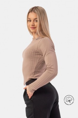 Лонгслив Nebbia Organic Cotton Ribbed Long Sleeve Top 415 brown