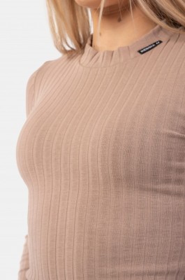 Лонгслив Nebbia Organic Cotton Ribbed Long Sleeve Top 415 brown