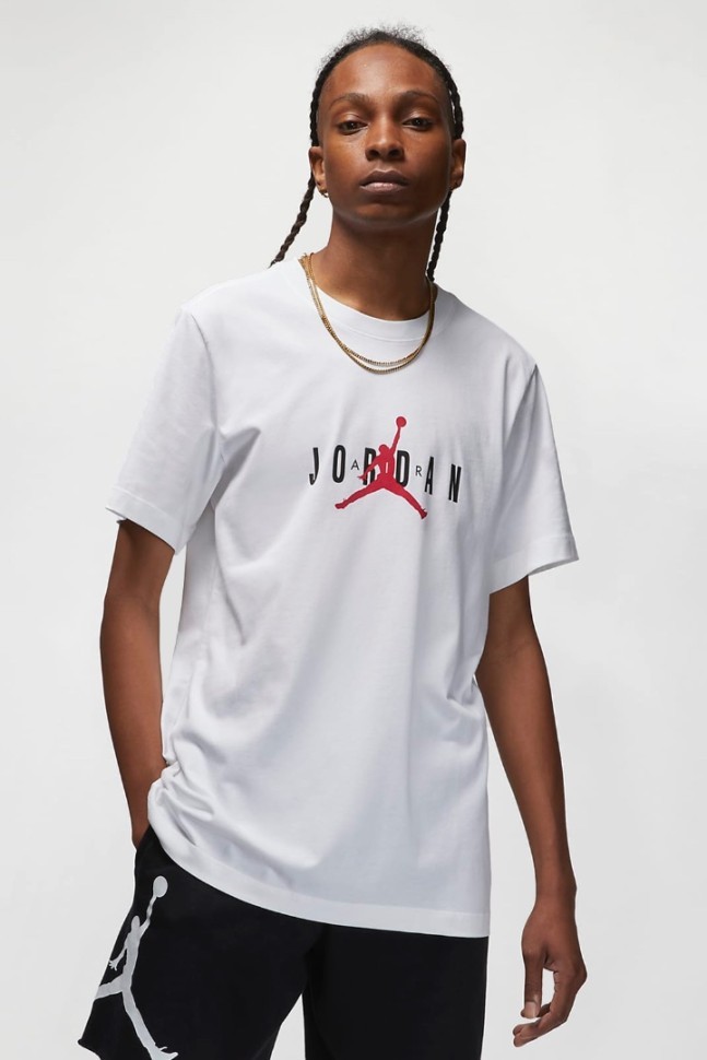 Футболка Nike Air Jordan Alphabet Flying Man Logo Printing Round Neck DM1463-100 в Москве  в Москве 