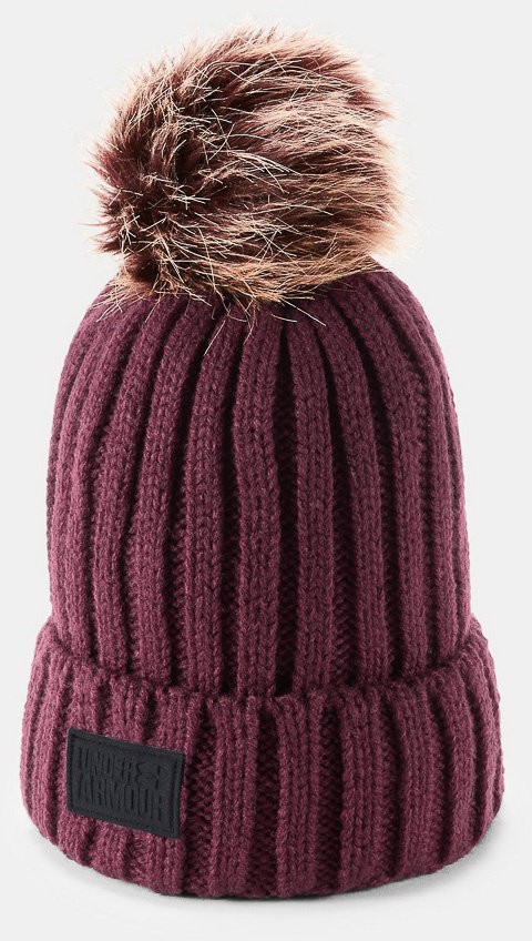 Шапка Under Armour Snowcrest Pom Beanie Dark Maroon / Peach Horizon / Black 1299905-600 в Москве  в Москве 